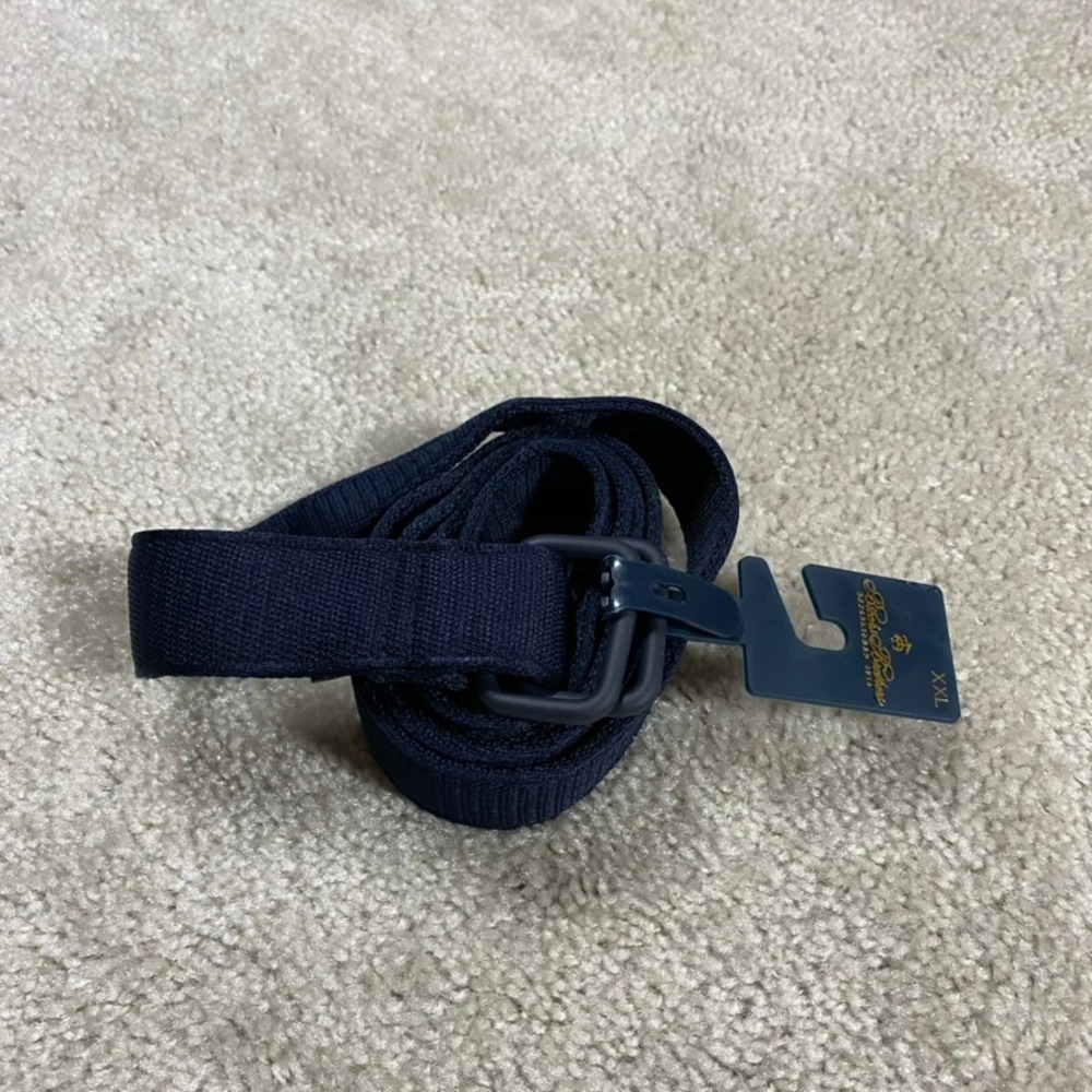 Brooks Brothers Belt Mens XXL Navy Blue Webbing Double Ring 431002 Ivy Prep